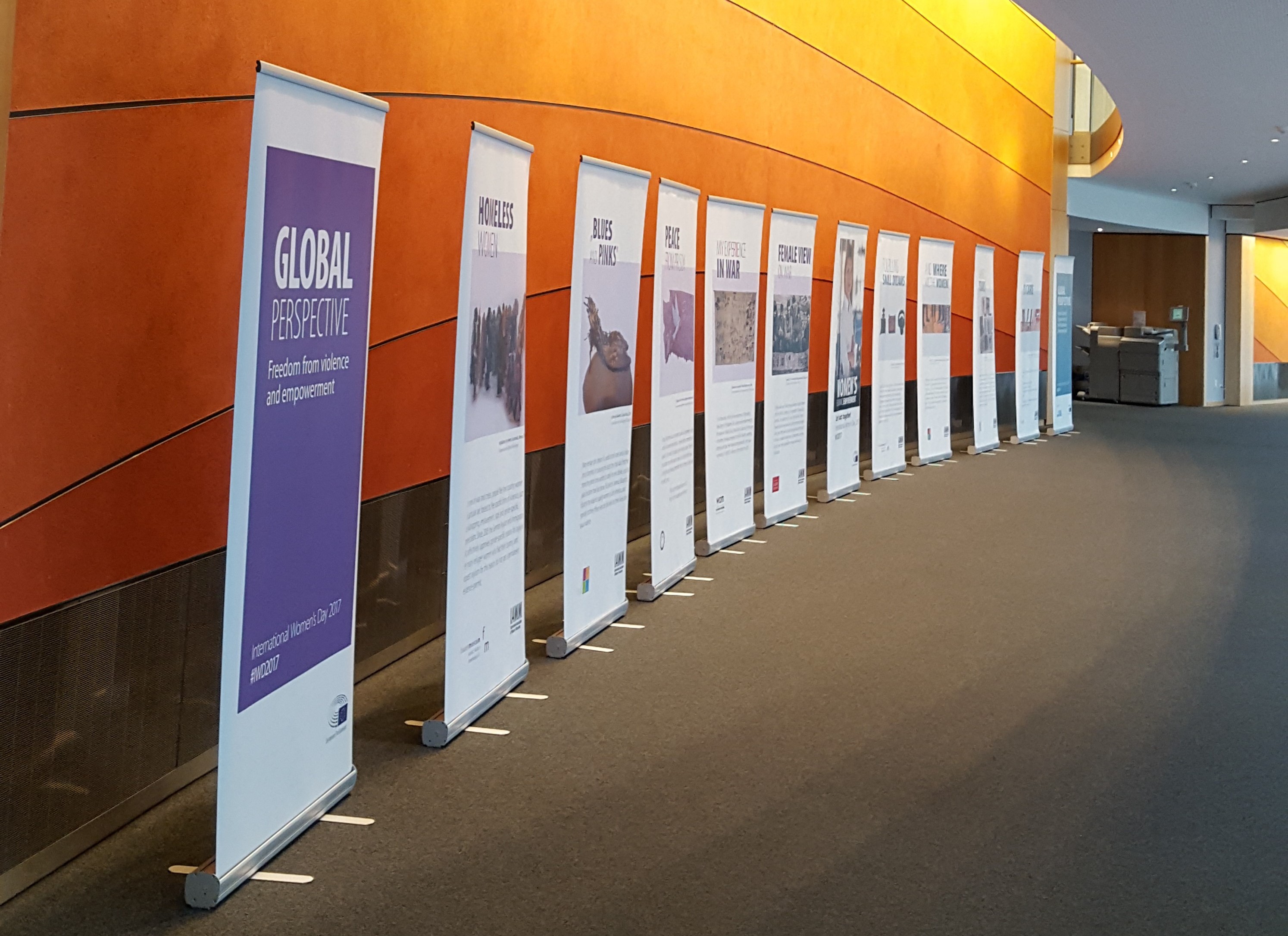 Pop-up banners at the Parliament exhibition